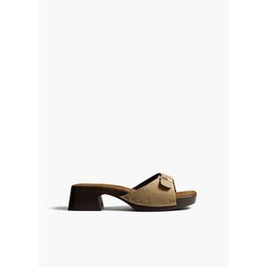 Khaite Britt 25 Calf Hair Clogs Sandals in Barley 36
